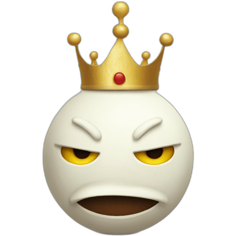 A mozzarella with an angry face who is wearing a crown emoji