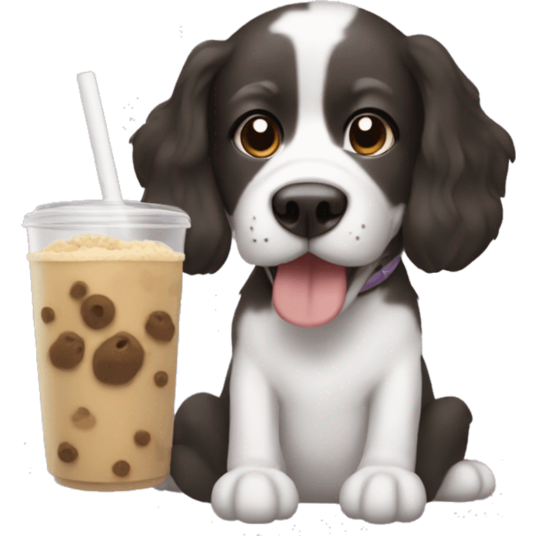 Dog holding boba  emoji