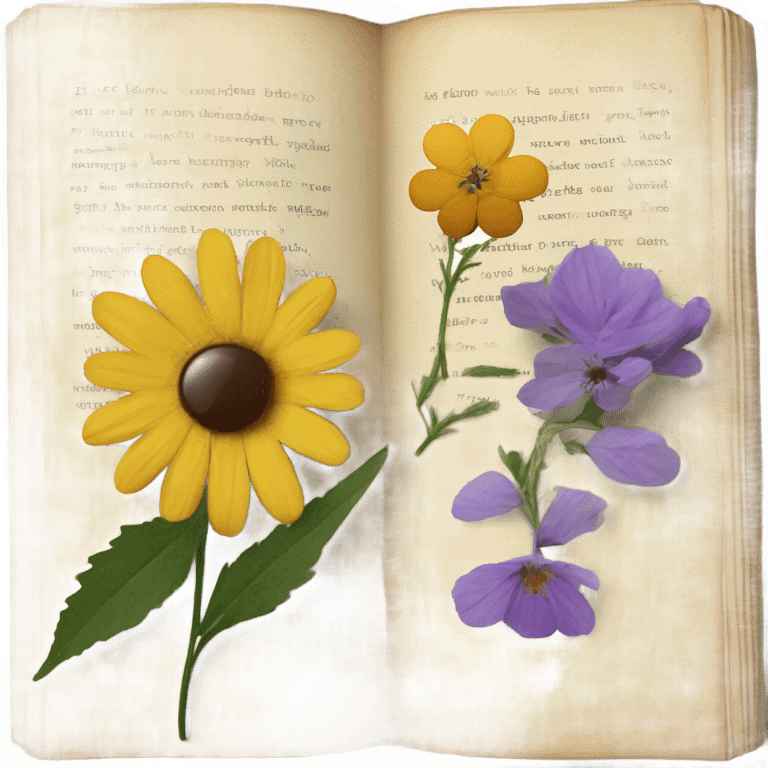 book with some pressed flowers on the pages realistic flowers pressing emoji