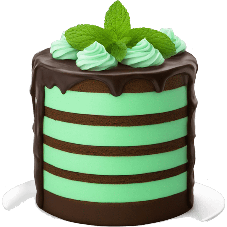 Realistic mint chocolate layered cake emoji