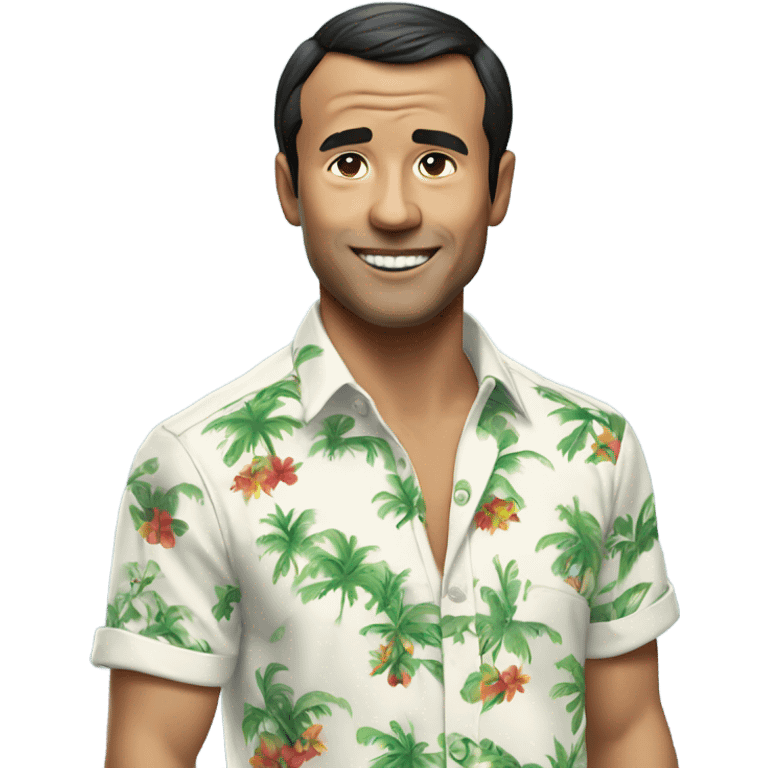 macron hawaian shirt, Asian man emoji