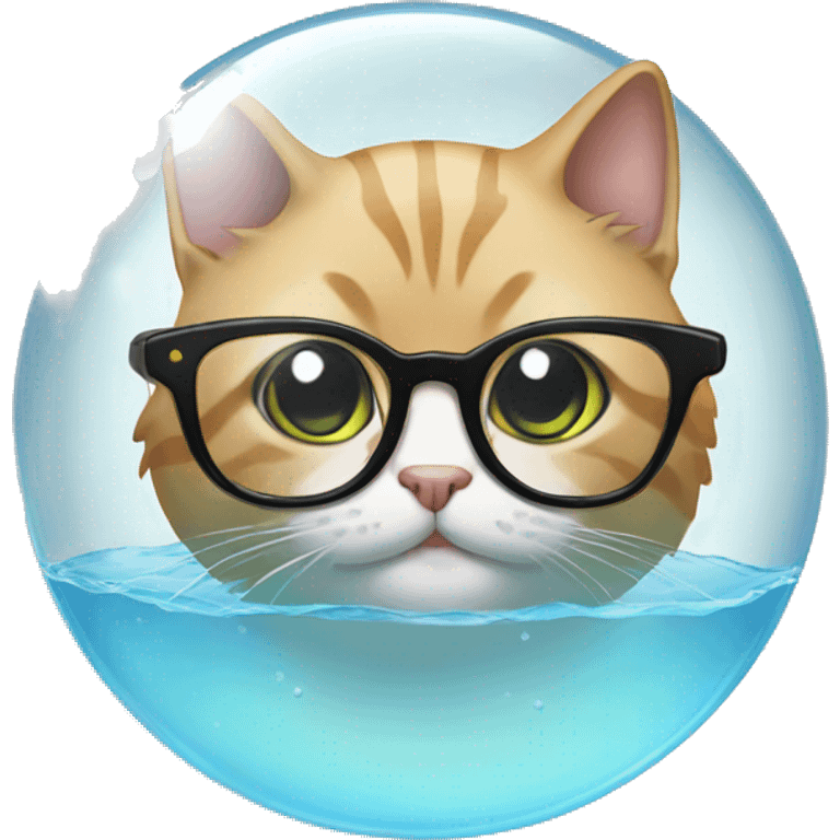 Cat wearing glasses in a water bubble  emoji