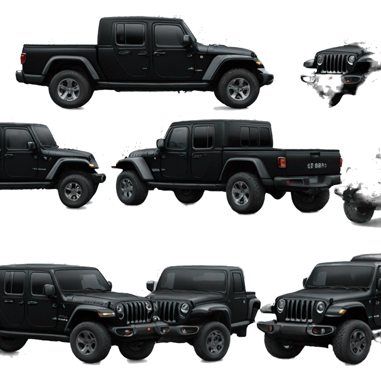 Realistic black leopard print pattern Jeep Gladiator truck. emoji