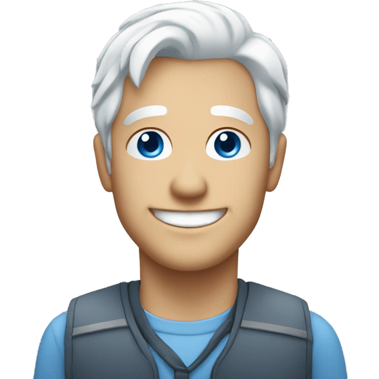 Blue eyes white haired man smiling  emoji