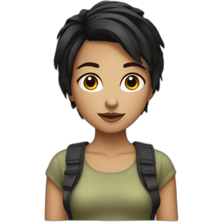 girl with black maska dn free short hair emoji