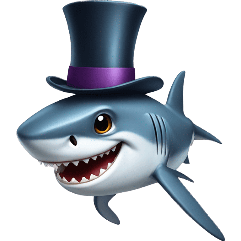 Shark with a top hat emoji