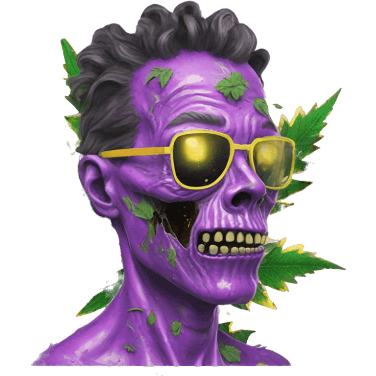 420 .Zombie_ Vaporwave black holographic oilslick zombie unicorn smoking yellow caution tape hemp leaves emoji