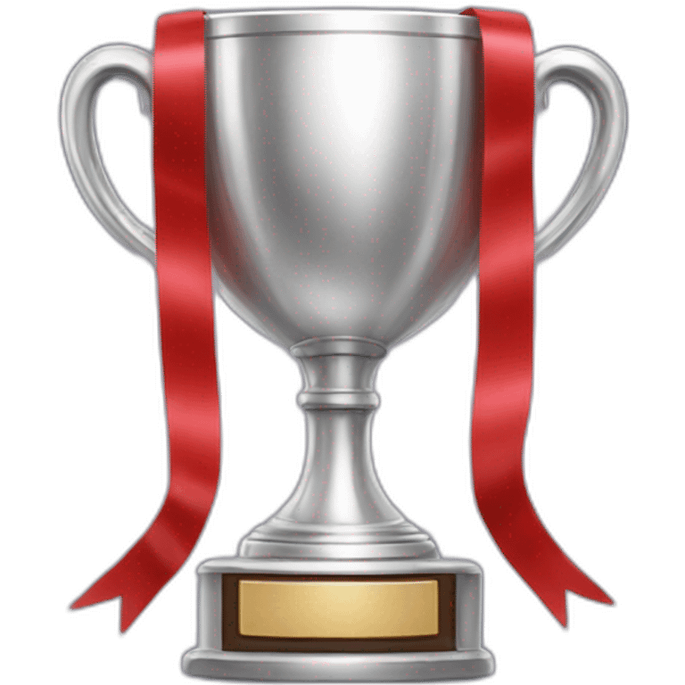 silver football cup with two red ribbons emoji