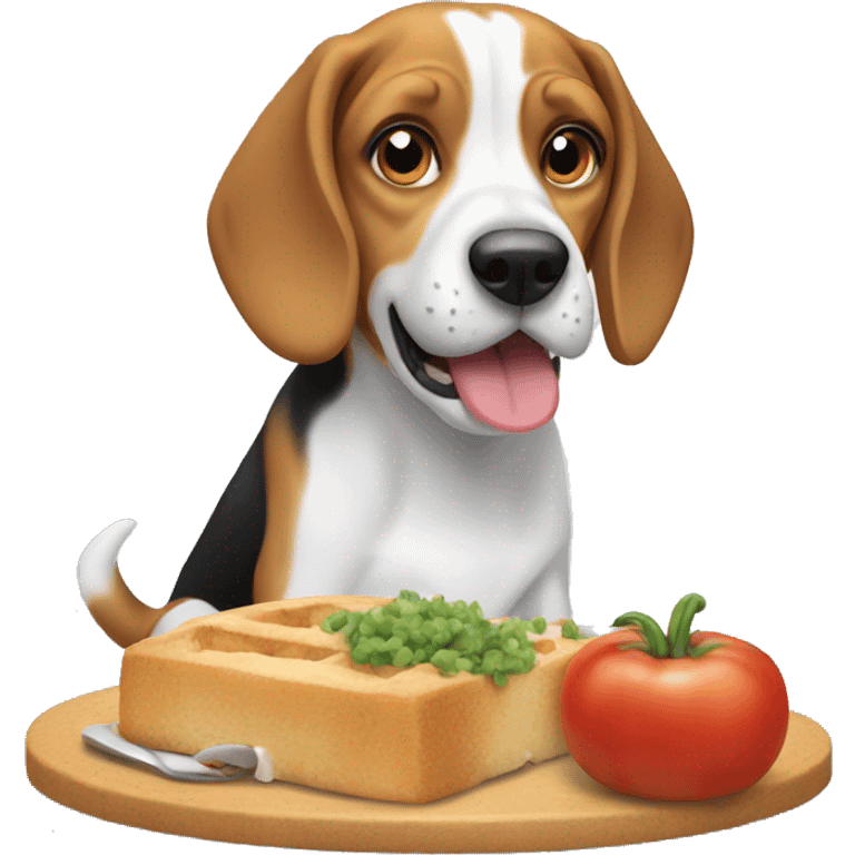 beagle dog eating emoji