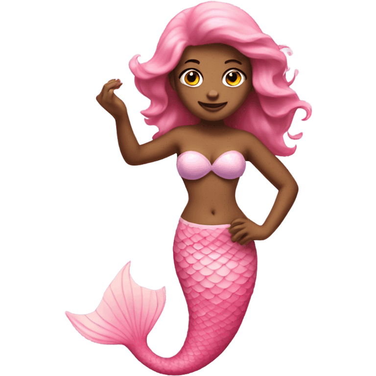 mermaid with pastel pink tail and bra emoji