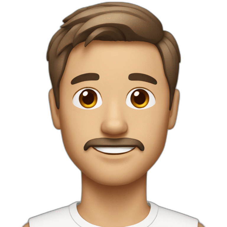 Man with modern hair cut brown hair with jack russell terrier dog emoji