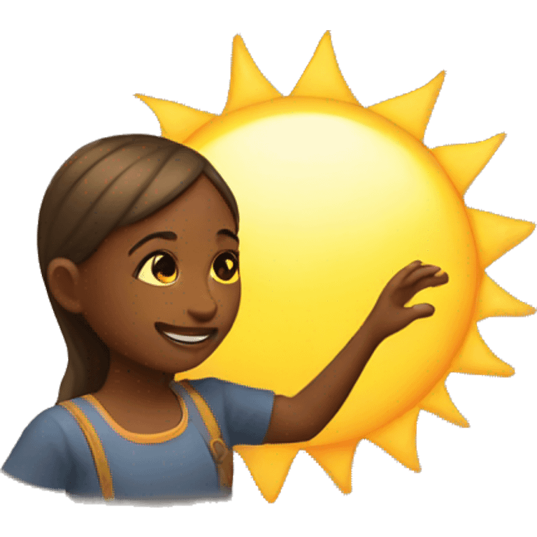 Girl playing with the sun emoji