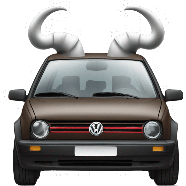 Volkswagen Golf with Bull horns on the hood￼ emoji