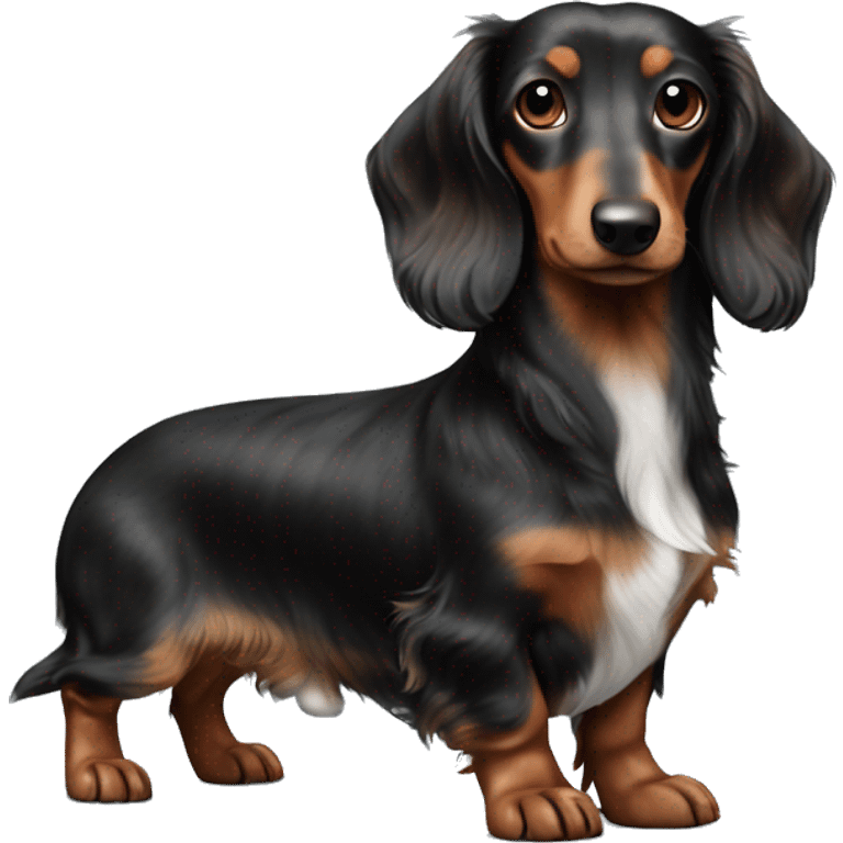 Black & brown Merle long haired Dachshund full body emoji