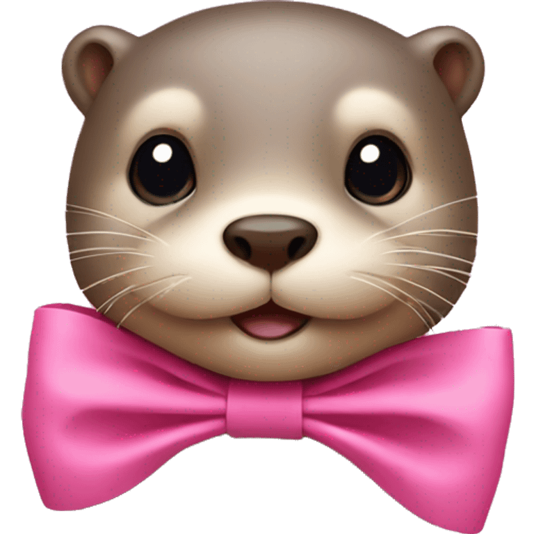 Otter wearing a pink bow on its head emoji