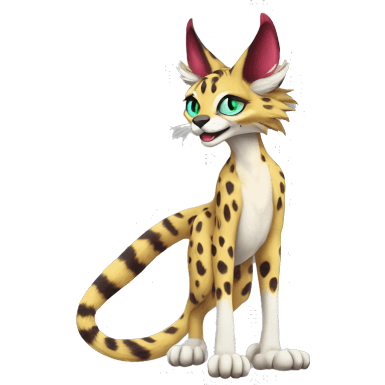 Anthro Epic Beautiful Handsome Pretty Colorful Sergal-Serval-Vernid full body emoji