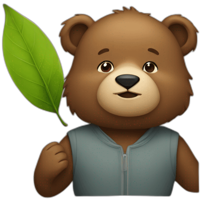 Bear as Adam with a Leaf emoji