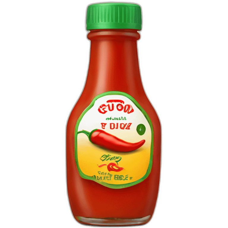 Bottle of hot sauce with picture of a red chili on the front emoji