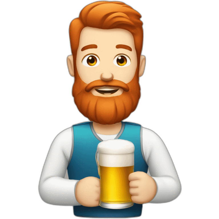 Man with a red beard drinking beer and driving a f1 car emoji