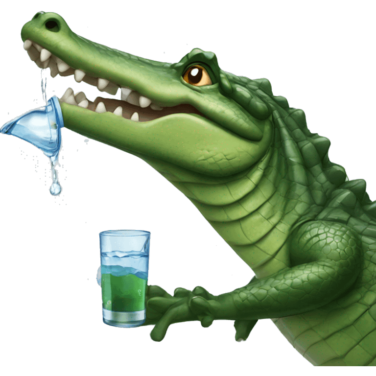 Alligator drinking water emoji