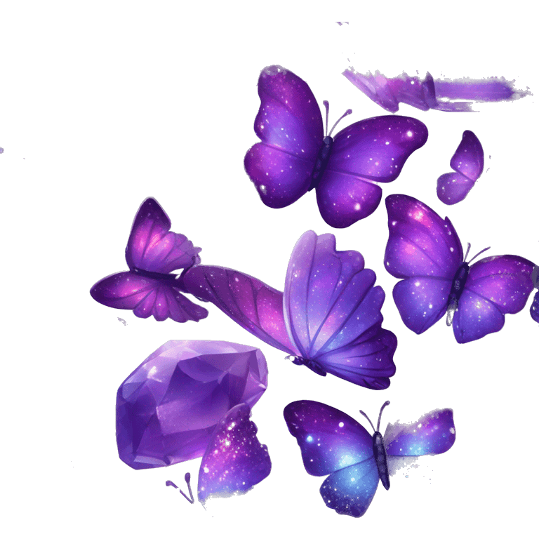 Purple-Shiny-Gem-Crystal-Glitter-Galaxy-Gradient-Sparkle-Stars-Glossy-Butterfly emoji