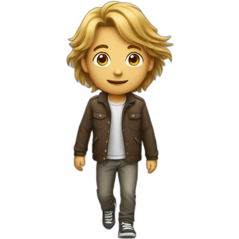 Walking boy with long hairs emoji