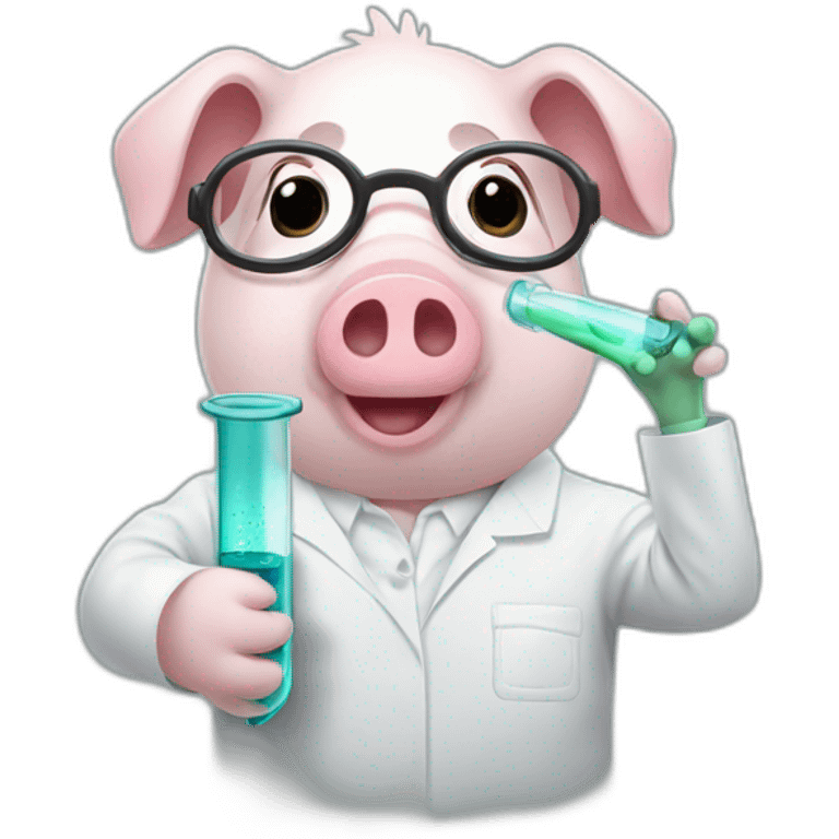 Scientist pig test tube with glasses emoji