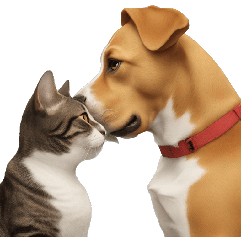 dog kissing cat emoji