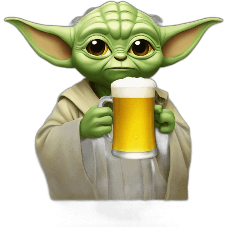 Master yoda drinking a beer emoji