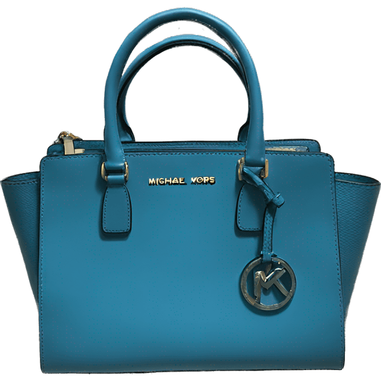 Realistic peacock blue color michael kors satchel purse. emoji