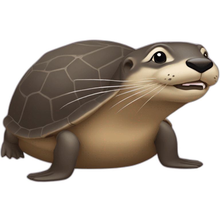 Une loutre sur un sur une tortue emoji