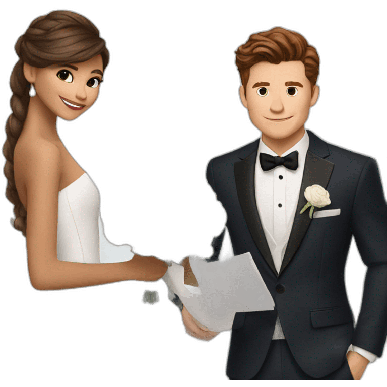 Zendaya in wedding, tom holland emoji