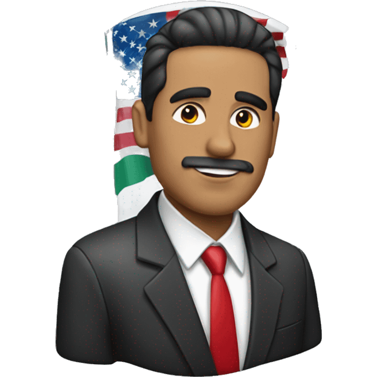 Mexican man wearing suit with us flag pin on it emoji