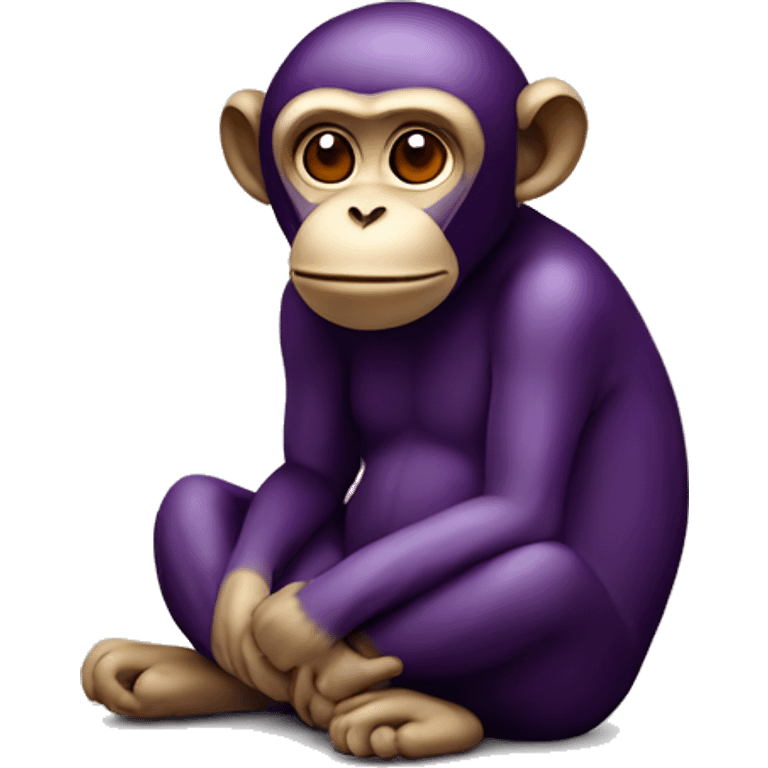 sitting monkey with an aubergine on it’s head emoji