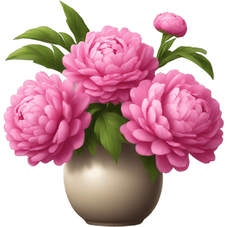 Realistic Bright pink pions in vase emoji