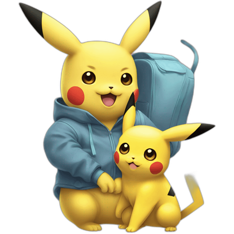 Pikachu and Mew from Pokémon  emoji