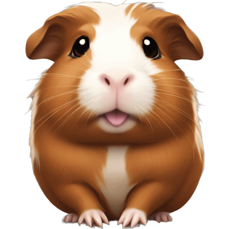 brown guinea pig with a white little spot on its headin girls lap emoji