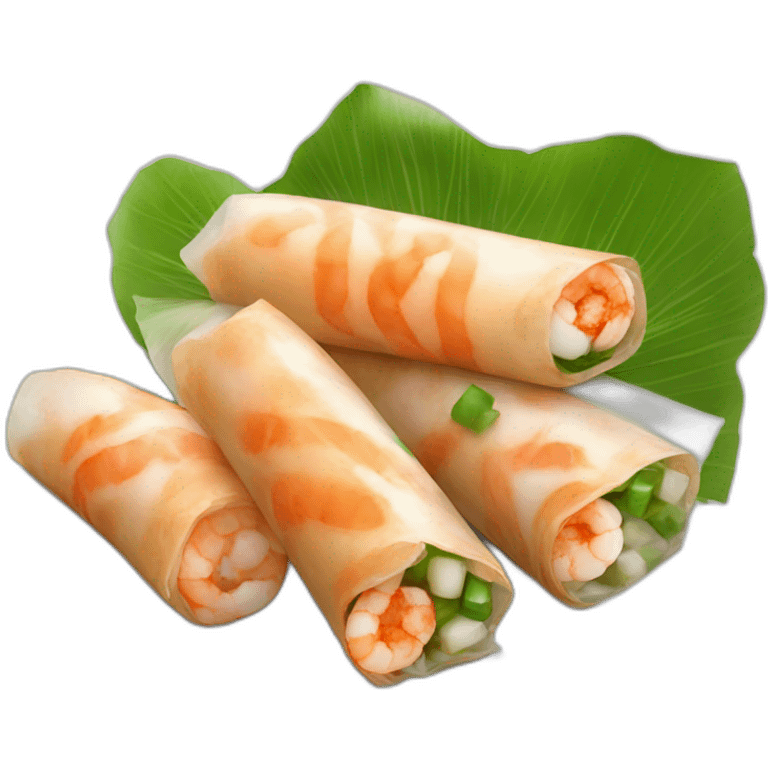 Vietnamese spring roll with a shrimp and green onion emoji