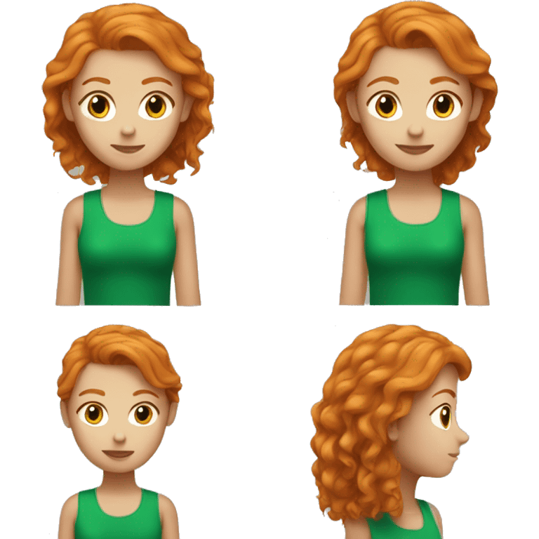 Ginger hair with a green top on girl emoji