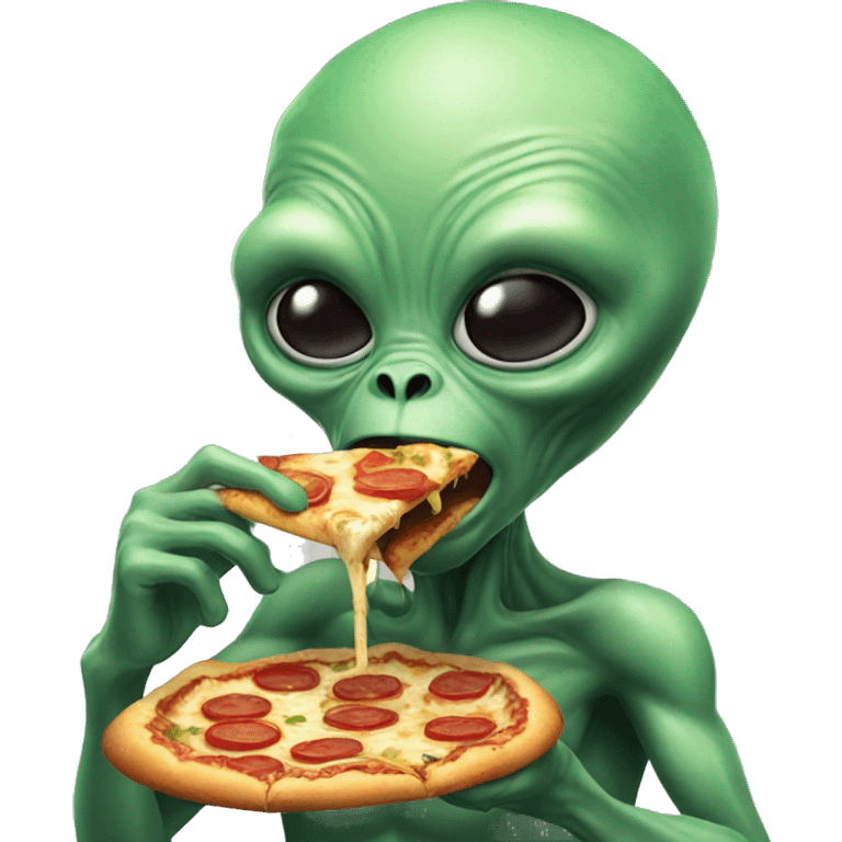 Alien eating pizza  emoji