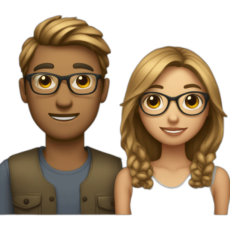 boyfriend and girlfriend with glasses on emoji