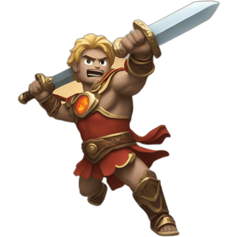 titan wielding fiery sword emoji