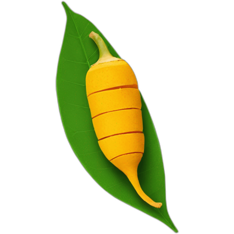 Sliced Tumeric with leaf on the side on white emoji