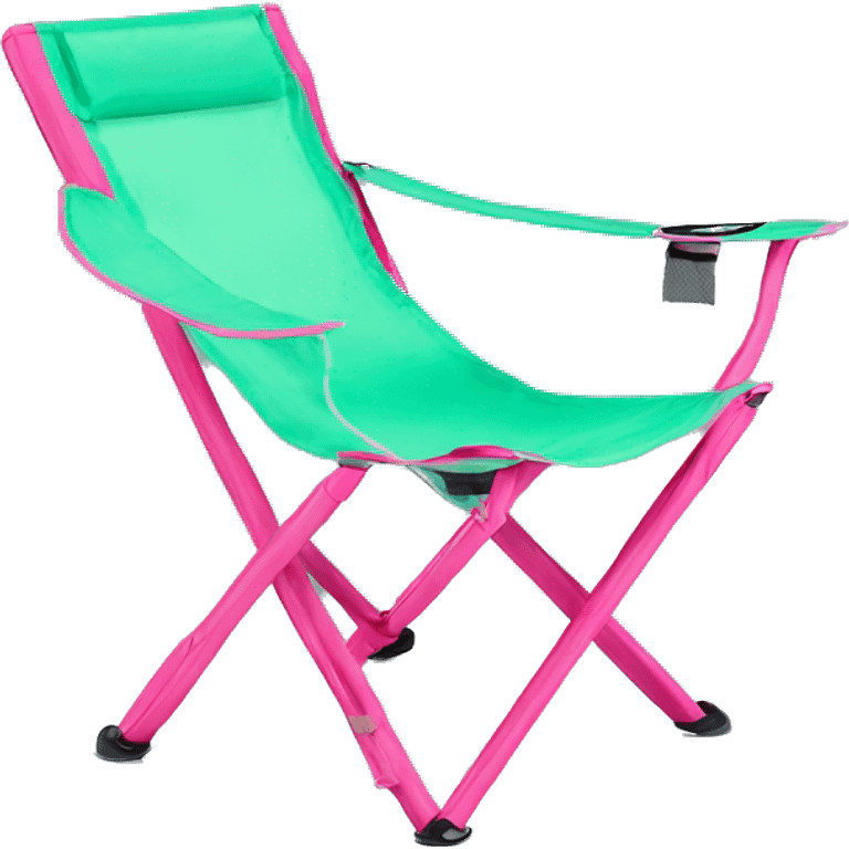 Realistic mint green and hot pink folding outdoor chair. emoji