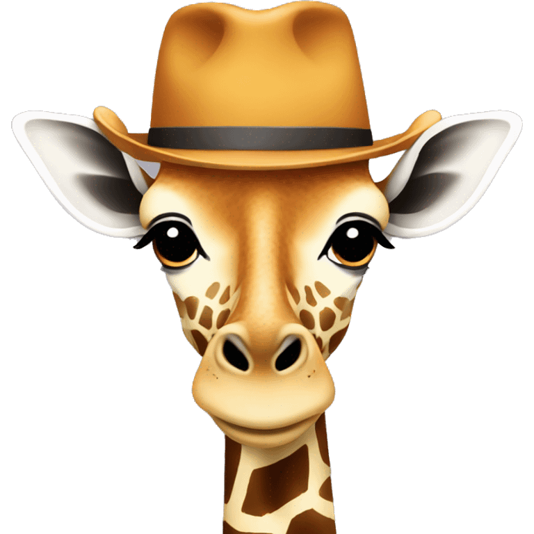 A giraffe wearing a hat emoji