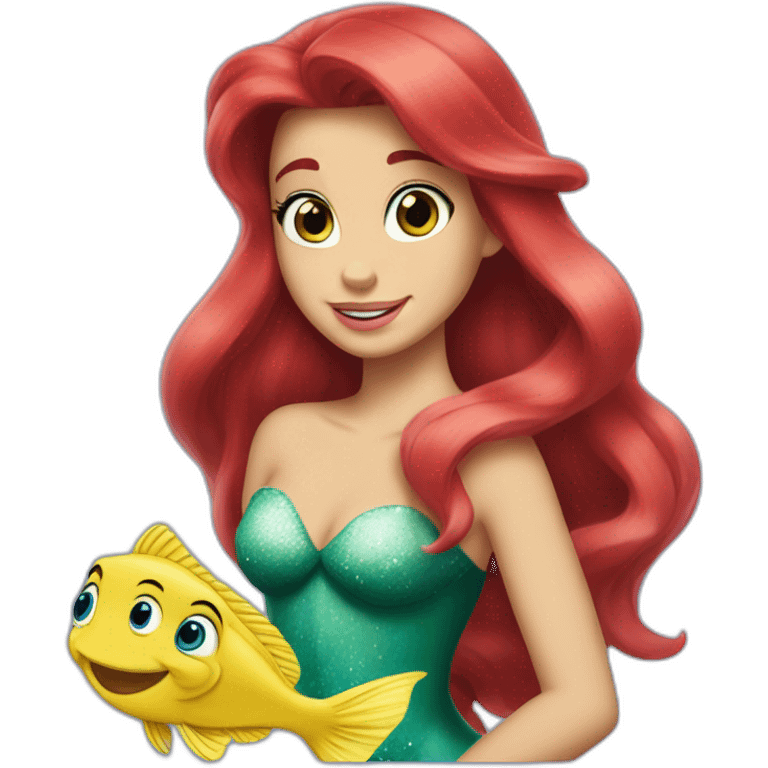 Ariel with flounder the little mermaid emoji