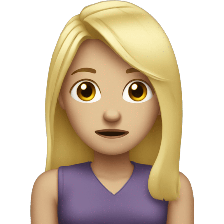 blonde hair girl crying standing up emoji