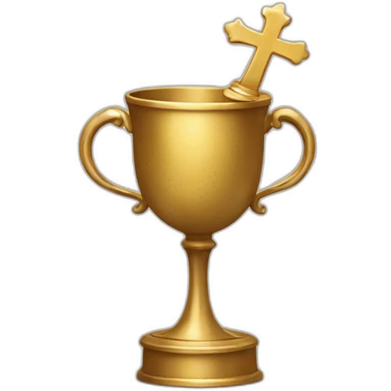 royal empty Christian cup for the winner with a cross emoji