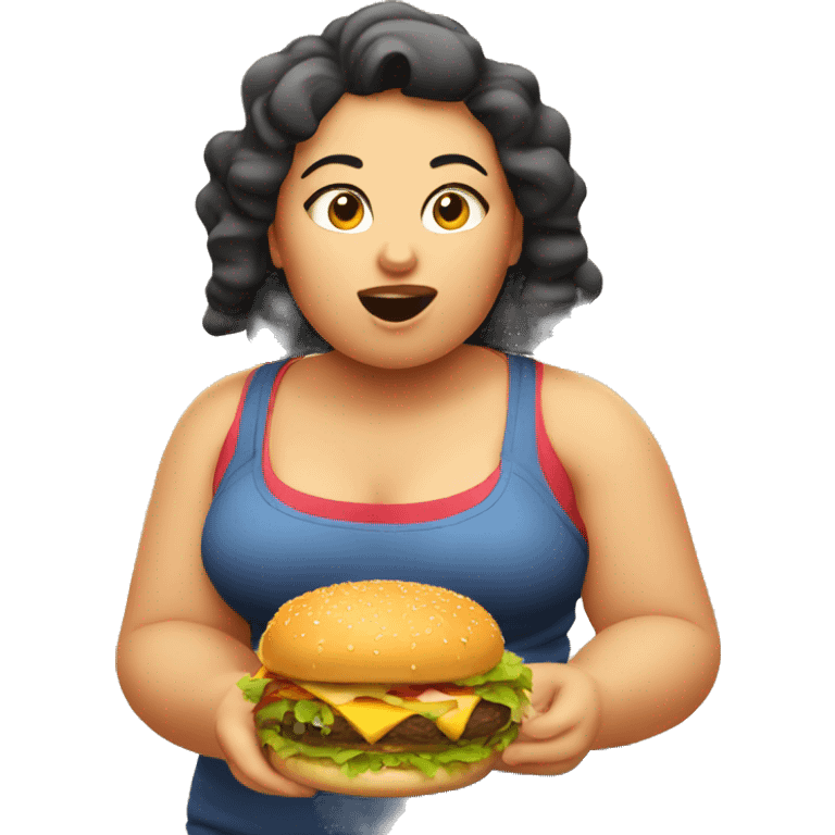 Fat girl eating burger emoji