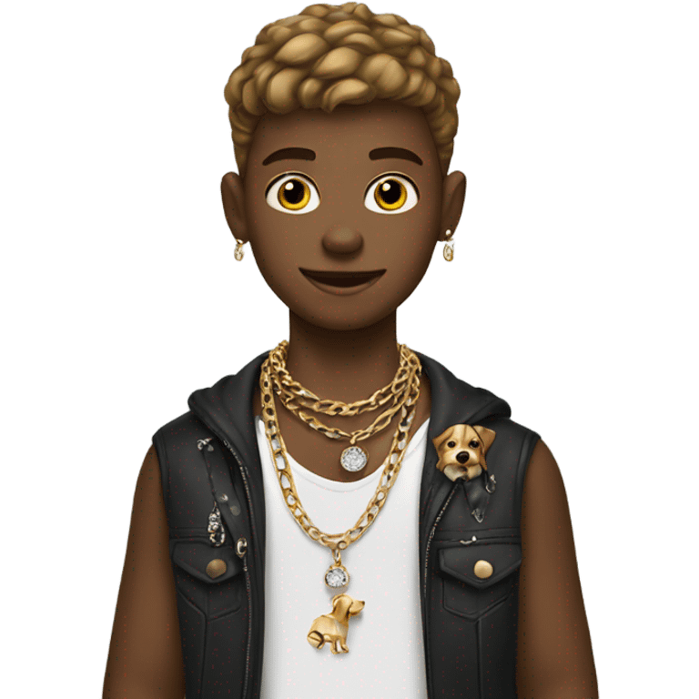 stylish boy with dog jewelry emoji